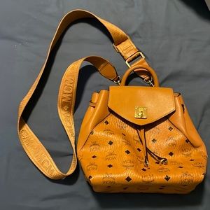 MCM Small Signature Visetos Leather brown backpack